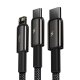 Baseus Tungsten 3in1 Data Charging Cable USB Type C / Apple iPhone Lightning / Micro USB, 3.5A, 1.5m