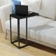 C Shaped Side Table for Laptop Faux Marble End Table for Couch ModernHome, Black