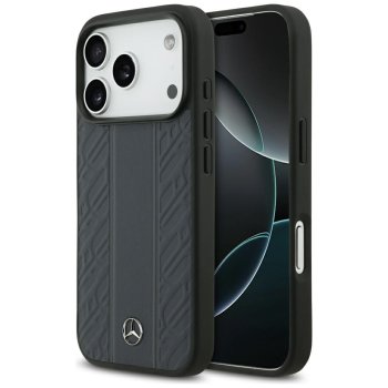 Mercedes Leather Laurel Leaves Stripes MagSafe Case for iPhone 17 Pro, Blue