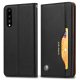 Huawei P20 2018 (EML-L29) PU Leather Wallet Book Case Cover, Black