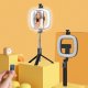 LED Selfie Ring Desktop Light Flash Tripod with Phone Holder and Bluetooth Remote Control (P40D-3), Black