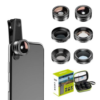 APEXEL APL-DG6V2 6 in 1 Mobile Phone Camera Lens Set (for cameras Ø10-15mm)