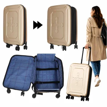 Foldable Wheeled Travel Suitcase 45 L, 57x37x23 cm, ABS/PC, Champagne