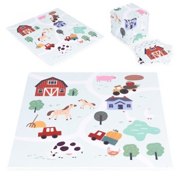 Large Foam Puzzle Play Mat for Kids Farm Theme 90.5x90.5 cm 21 Tiles ECOTOYS