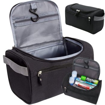 Hanging Travel Toiletry Bag Organizer for Men & Women, Waterproof, Black