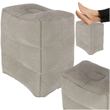 Inflatable Footrest and Travel Ottoman Puff, 3 Heights, Grey