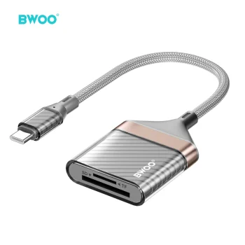 BWOO BZ64 USB-C SD / TF Card Reader Adapter, Grey
