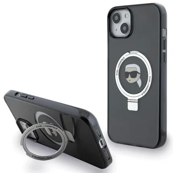 Karl Lagerfeld iPhone 15 Case Magsafe Ringstand, Black