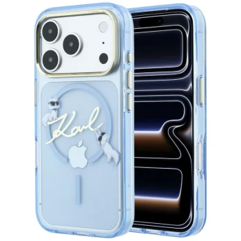 Karl Lagerfeld Script Logo MagSafe Case for iPhone 18 Pro / 17 Pro, Light Blue