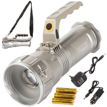 Powerful military LED flashlight with zoom, Bailong CREE XM-L T6, model 677