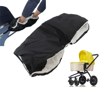 Fleece Hand Muff for Baby Stroller and Sled Black/White