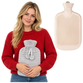 Ruhhy Rubber Hot Water Bottle with Plush Cover 2L, Grey