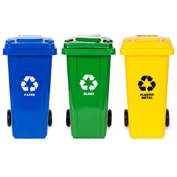 Multistore 3x120L Waste Bin Set, Blue/Green/Yellow