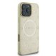 Guess Saffiano Peony Classic Logo MagSafe Case for iPhone 16 Pro, Gold