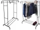 Metal Freestanding Clothes Rack with Shoe Shelf, Black
