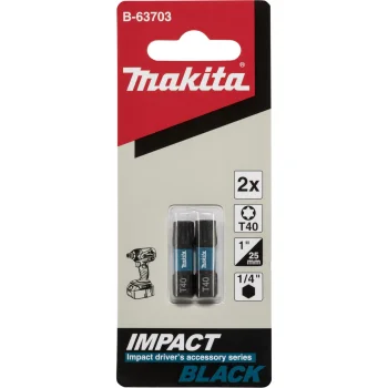 Makita Impact Black Screwdriver Bits T40 B-63703, 25mm, 2 pcs