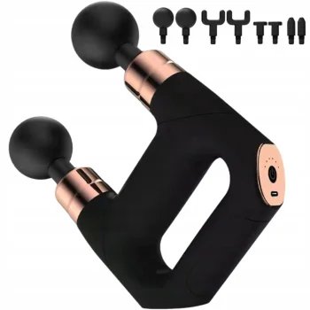 Dual-Head Massage Gun for Body and Back, 8 Attachments, Black