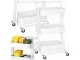 3-Tier Rolling Utility Cart Metal Storage Organizer, White