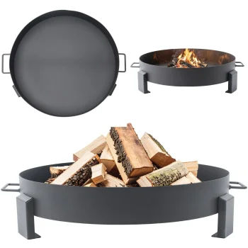 Large Cast Iron Garden Fire Pit 60 cm with Handles