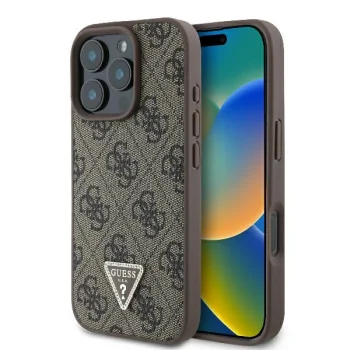 Guess Leather 4G Triangle Strass MagSafe Case for iPhone 16 Pro Max - brown