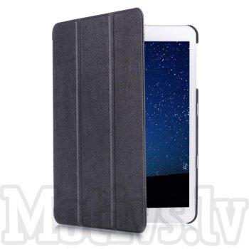 Samsung Galaxy Tab S2 9.7" T810 T813 T815 T819 Lichi Skin Tri-fold Stand Leather Case Cover, black