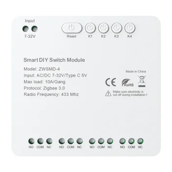 4-Channel ZigBee Switch Module Avatto ZWSMMD-4-32V DC 32V
