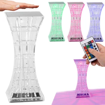 LED RGB Crystal Effect Table Night Lamp, USB, Remote Control