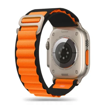 Tech-Protect Nylon Pro Strap for Apple Watch (42/44/45/49 mm) - Black & Orange