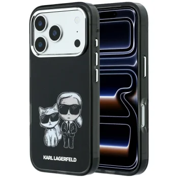 Karl Lagerfeld Smooth Karl & Choupette MagSafe Case for iPhone 18 Pro Max / 17 Pro Max - Black