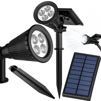 Solar Garden LED Spotlight 4 LED Ground Spike Black