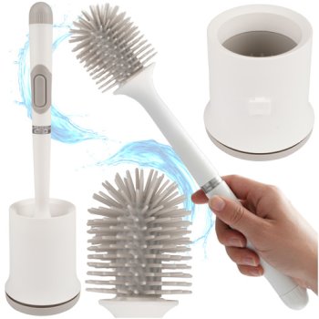 Ruhhy Wall Mounted Silicone Toilet Brush and Holder, White, 25881