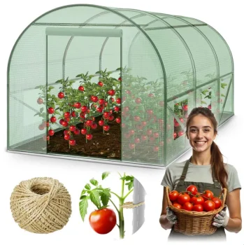 Plonos Polytunnel Greenhouse 2x3m, 6m2, Green