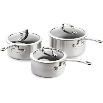 GreenPan Premiere 3-Piece Saucepan Set 16/18/20 cm, Stainless Steel