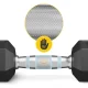 4Fizjo HEX Steel Dumbbell with Rubber Coating, 25 kg, Black