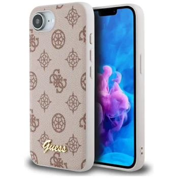 Guess Peony Script Logo MagSafe Case for iPhone 16e - Brown