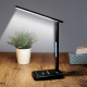 Huslog LED Desk Lamp with Wireless Charger and Clock Display OW-3912, black
