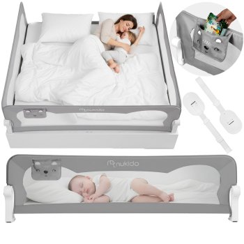 Nukido Toddler Bed Rail Guard for Kids 200 cm, Gray
