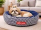 Soft Round Pet Bed for Dogs and Cats, 53 cm, Black & White