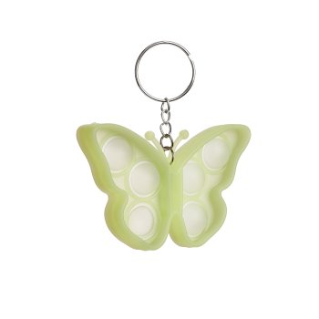 "Pop it" Bubble Fidget Antistress Tactile Sensory Toy Keychain in the shape of a butterfly, green/luminescent