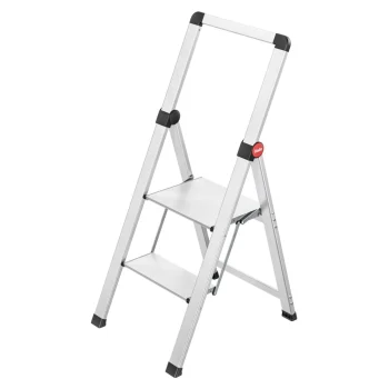 Hailo DK40 BasicLine Design 2-Step Ladder, Silver