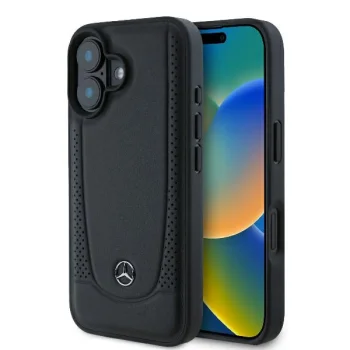 Mercedes iPhone 16 Plus Case Leather Urban, Black