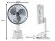Portable Clip On Desk Fan, 3-Speed Cordless USB Fan, White-Grey