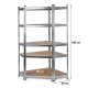 Humberg 4817 Metal Corner Shelving Unit 180x90x40 cm, 5 Shelves, Silver