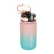 Sport Water Bottle with Straw and Time Marker 600ml Pink-Blue