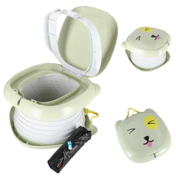 Foldable Kids Travel Potty with Lid and Bags, Green