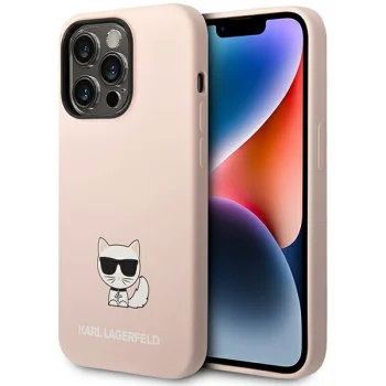 Karl Lagerfeld Silicone Choupette Body Case for iPhone 14 Pro, Pink