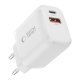 Tech-Protect NCA30 PD 30W QC3.0 USB-A / USB-C Wall Charger + USB-C / USB-C Cable 100cm - White