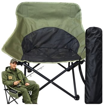 Folding Fishing and Camping Chair with Carry Bag, Green