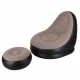 Inflatable Lounge Chair with Footrest Ottoman and Foot Pump, Black and Beige