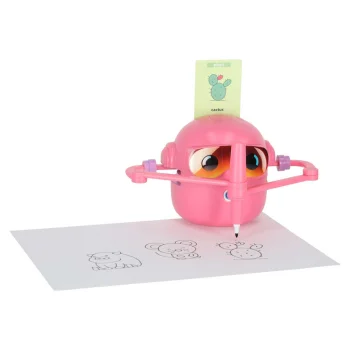 Interactive Educational Drawing Robot Toy with Cards and Markers, Pink